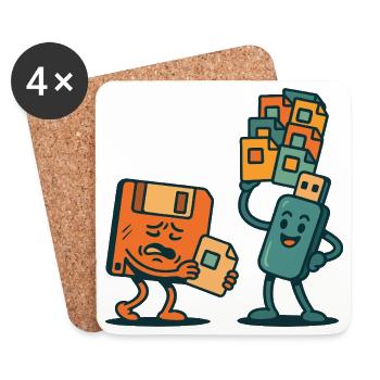 Disquette vs clé USB : le sarcasme des technologies rétro - Dessous de verre (lot de 4) - blanc - Devant