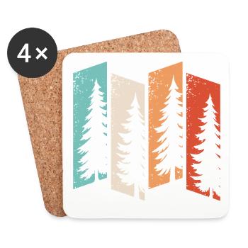 Wald Natur Bäume Wildnis Outdoor Wandern - Untersetzer (4er-Set) - Weiß - Vorne