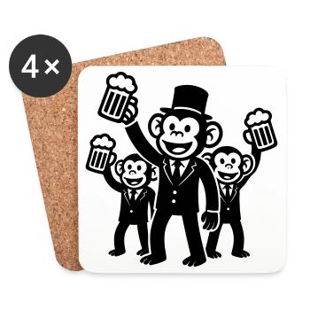 Enterrement de vie de jeune fille Singe Fête Marié - Dessous de verre (lot de 4) - blanc - Devant
