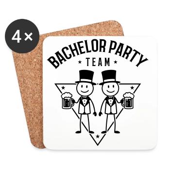 Équipe de la fête de garçon Junggeselle - Dessous de verre (lot de 4) - blanc - Devant