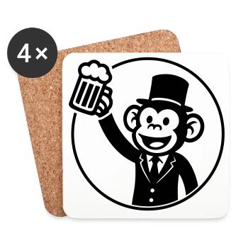 Monkey Groom Bachelor Bière - Dessous de verre (lot de 4) - blanc - Devant