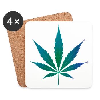 Hanfblatt als Sternbild - Cannabis - Weed - Hanf - Untersetzer (4er-Set) - Weiß - Vorne