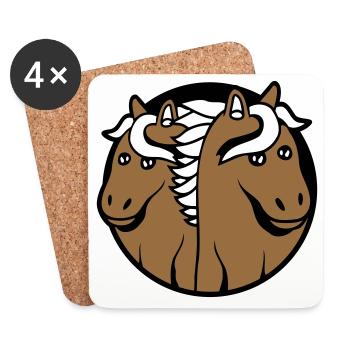 2 Chevaux Homme Femme Amoureux Amis Amour Équipe - Dessous de verre (lot de 4) - blanc - Devant