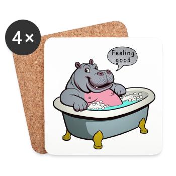 Nilpferd in der Badewanne - Untersetzer (4er-Set) - Weiß - Vorne