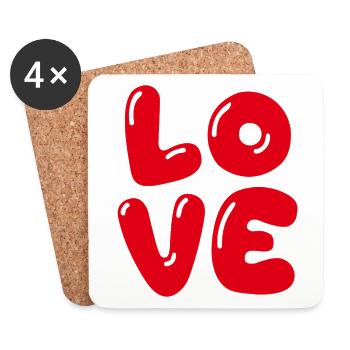 Red and artistic love design - Coasters (set of 4) - white - Front