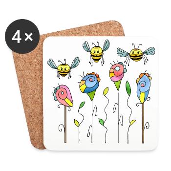 Insectes - Dessous de verre (lot de 4) - blanc - Devant
