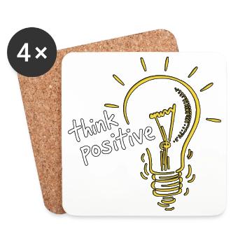 Penser positif - Dessous de verre (lot de 4) - blanc - Devant