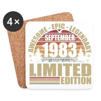 1983 septembre 1983 Anniversaire septembre 1983 - Dessous de verre (lot de 4) - blanc - Devant