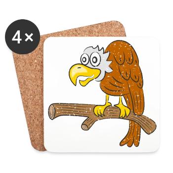 Oiseau vautour - Dessous de verre (lot de 4) - blanc - Devant