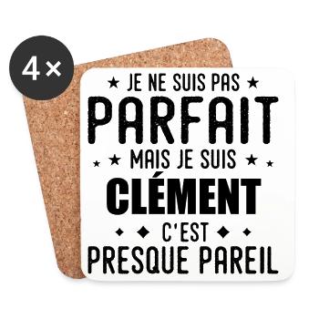 Clément: authentic, imperfect, top, perfection - Coasters (set of 4) - white - Front