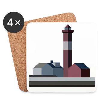 Phare d’étoile de mer stylisé - Dessous de verre (lot de 4) - blanc - Devant