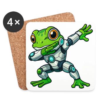 Cool Frog Cartoon Robot Cyborg Mech Astronaut - Coasters (set of 4) - white - Front