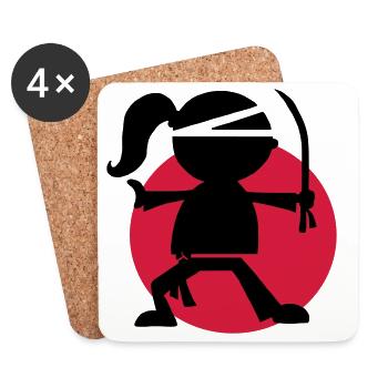 Urban Ninja Girl - Coasters (set of 4) - white - Front