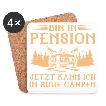 Bin in Pension - Wohnwagen Camping Pensionär - Untersetzer (4er-Set) - Weiß - Vorne