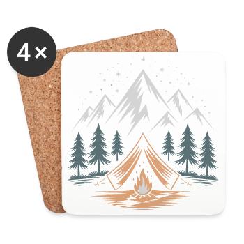 Mountain Adventure with Campfire - Coasters (set of 4) - white - Front