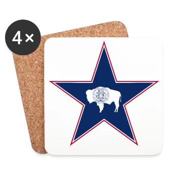 Wyoming Fan Shirt – Wild & Free - Coasters (set of 4) - white - Front