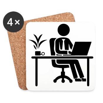 Worker Computer Job Desk - Coasters (set of 4) - white - Front