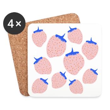 STRAWBERRIES BERRIES - Coasters (set of 4) - white - Front