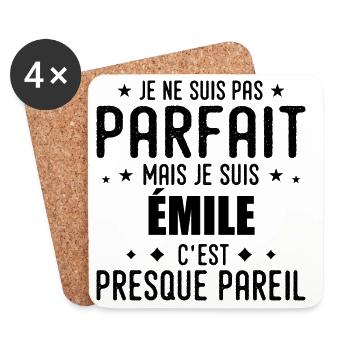 Emile: authentic, imperfect, top, perfection - Coasters (set of 4) - white - Front