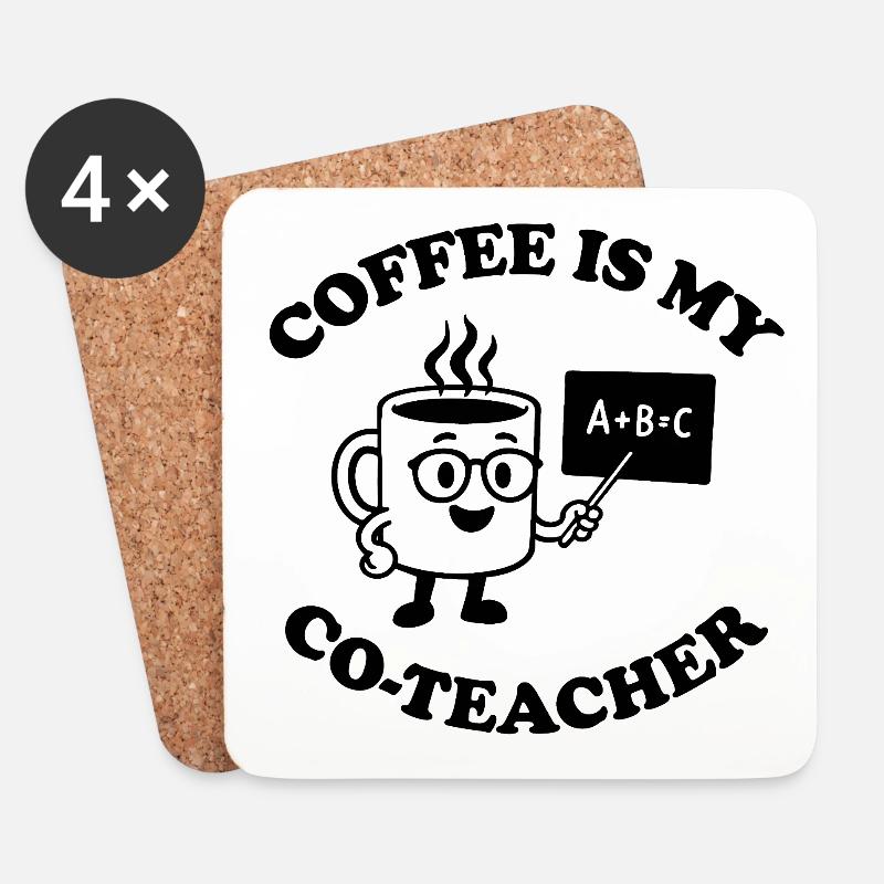Coffee is my Co-Teacher - Untersetzer (4er-Set) - Weiß
