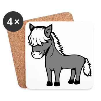 Pferd Bob Haare Frisur Pony Fohlen Niedlich Comic - Untersetzer (4er-Set) - Weiß - Vorne