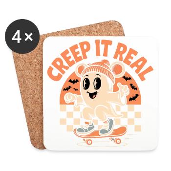 Creep It Real Ghost Skateboard - Dessous de verre (lot de 4) - blanc - Devant