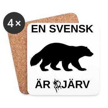 Ein Schwede ist järv (fett) (Wortspiel) (Silhouette) 🇸🇪 - Untersetzer (4er-Set) - Weiß - Vorne