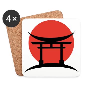Abstract Gradient Japanese Torii - Coasters (set of 4) - white - Front