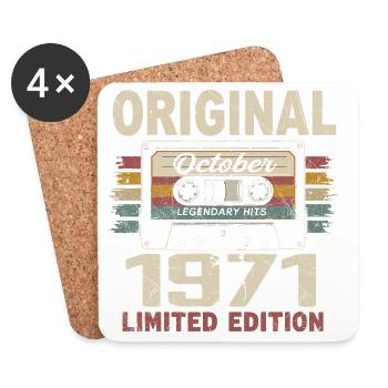 Geboren im Oktober 1971 | Vintage Geschenk Oktober 1971 - Untersetzer (4er-Set) - Weiß - Vorne