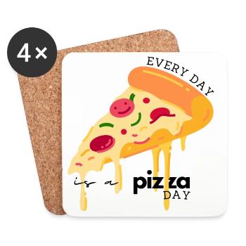 Chaque jour est un jour de pizza – Funny Pizza Lover - Dessous de verre (lot de 4) - blanc - Devant