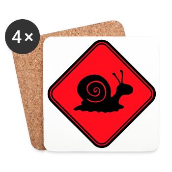 Snail Danger Caution Sign Warning - Coasters (set of 4) - white - Front