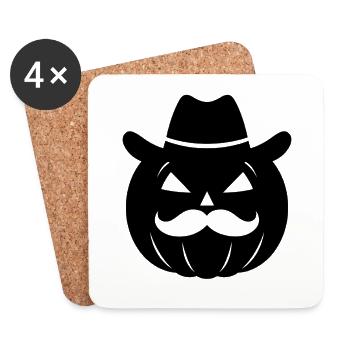 Cowboy Halloween Citrouille Silhouette - Dessous de verre (lot de 4) - blanc - Devant