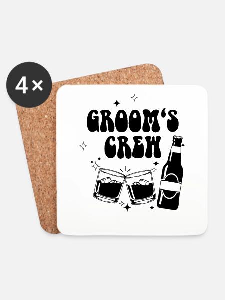 Groom's Crew - Untersetzer (4er-Set) - Weiß