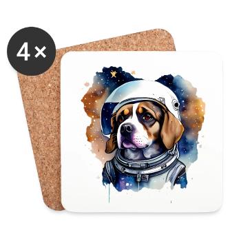 Astronaut Dog in Space - Coasters (set of 4) - white - Front