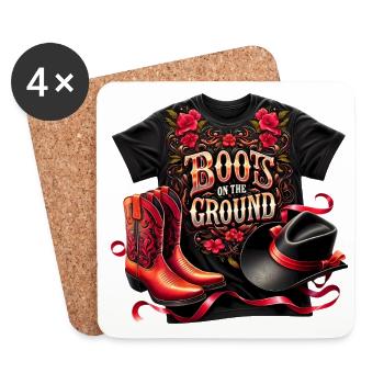 Roter Country Hut und Stiefel - Untersetzer (4er-Set) - Weiß - Vorne