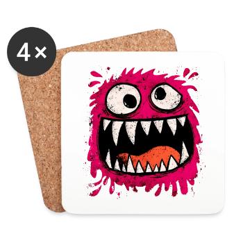 Whimsical Funny and Colorful Creature - Coasters (set of 4) - white - Front