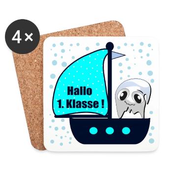 School Enrollment School Child Boat First Class Ghosts - Coasters (set of 4) - white - Front