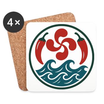 Tribal Spiral Pattern in Red and Blue - Coasters (set of 4) - white - Front