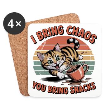 Chat du Chaos et Snacks - Dessous de verre (lot de 4) - blanc - Devant