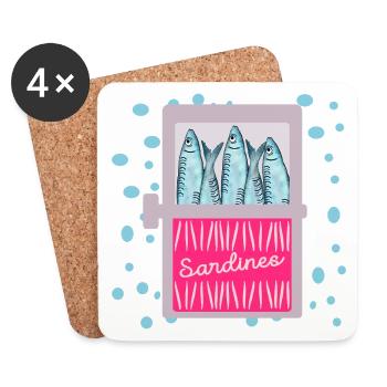 FISCHDOSE SARDINEN FISCHE DOSE - Untersetzer (4er-Set) - Weiß - Vorne