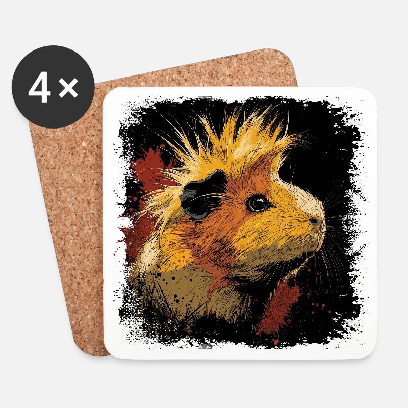 Meerschweinchen Punkrock - Untersetzer (4er-Set) - Weiß