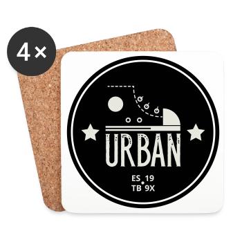 Urban Style Badge Featuring Red Sneaker and Bold  - Dessous de verre (lot de 4) - blanc - Devant