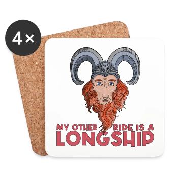 Mein anderes Fahrzeug ist ein Langschiff Viking Design - Untersetzer (4er-Set) - Weiß - Vorne