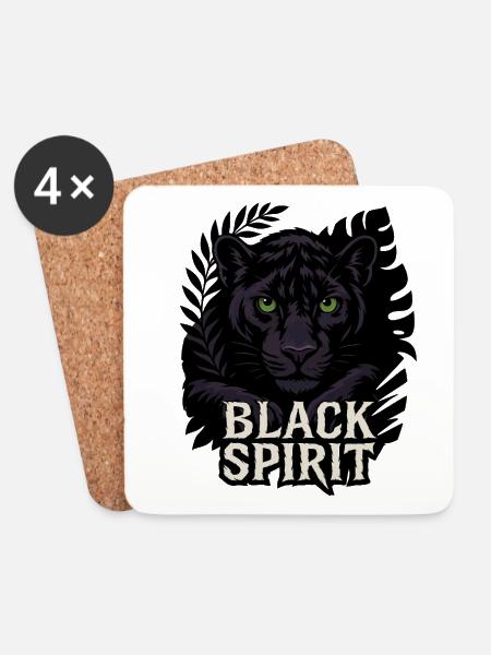 Black Spirit – Panther - Coasters (set of 4) - white