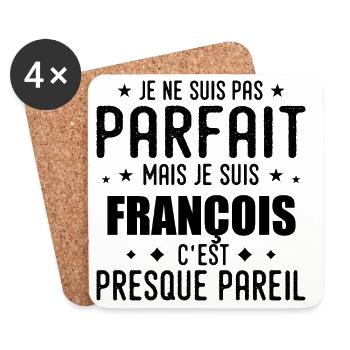 François: authentic, imperfect, top, perfection - Coasters (set of 4) - white - Front