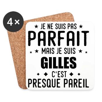 Gilles: authentic, imperfect, top, perfection - Coasters (set of 4) - white - Front