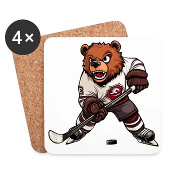 Bär Eishockeyspieler - Coasters (set of 4) - white - Front