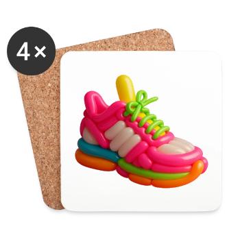 Luftige Ballon-Sneaker in leuchtenden Neonfarben - Untersetzer (4er-Set) - Weiß - Vorne