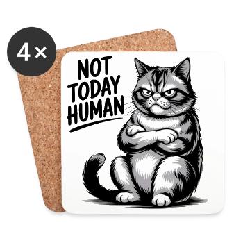Not Today Human Cat - Coasters (set of 4) - white - Front