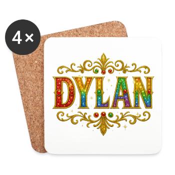 DYLAN Glitzer Gold Pailletten - Untersetzer (4er-Set) - Weiß - Vorne
